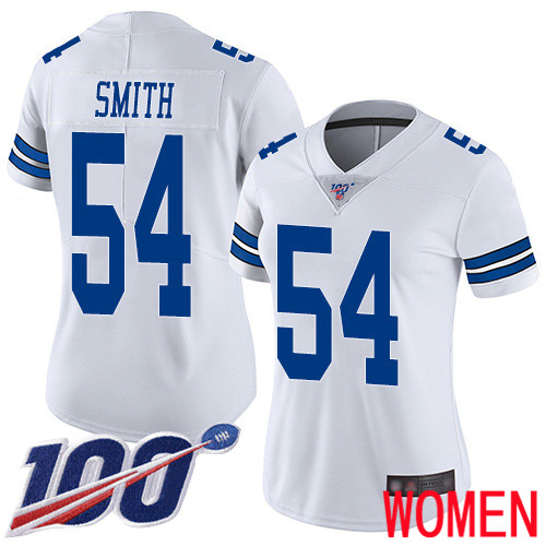 Women Dallas Cowboys Limited White Jaylon Smith Road #54 100th Season Vapor Untouchable NFL Jersey